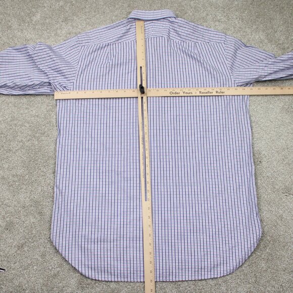 Thomas Pink Prestige Shirt Men 17, 35 Pink/Blue French Cuff Cotton L/S Button Up - Picture 12 of 16